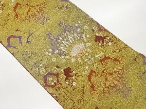 抽象花葉模様織出し袋帯